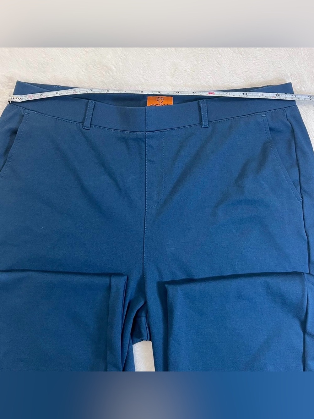 Women's Flat-Front Navy Pants by (Unknown Brand)